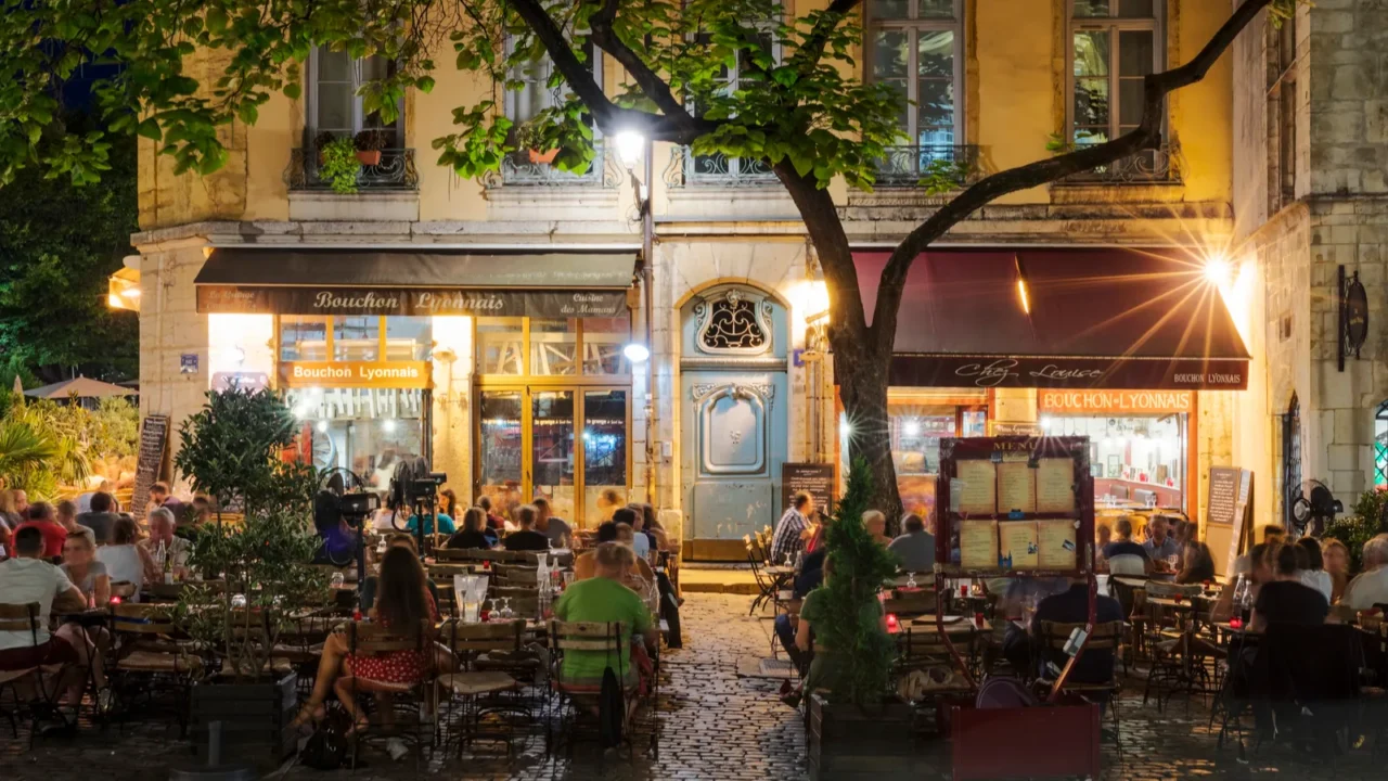 lyon france august 21 2018 bouchon traditional local restaurant in