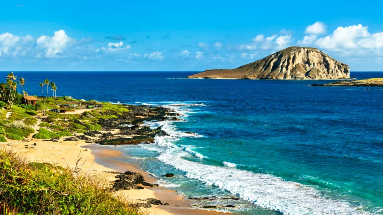 makapuu beach and manana island in oahu  hawaii united
