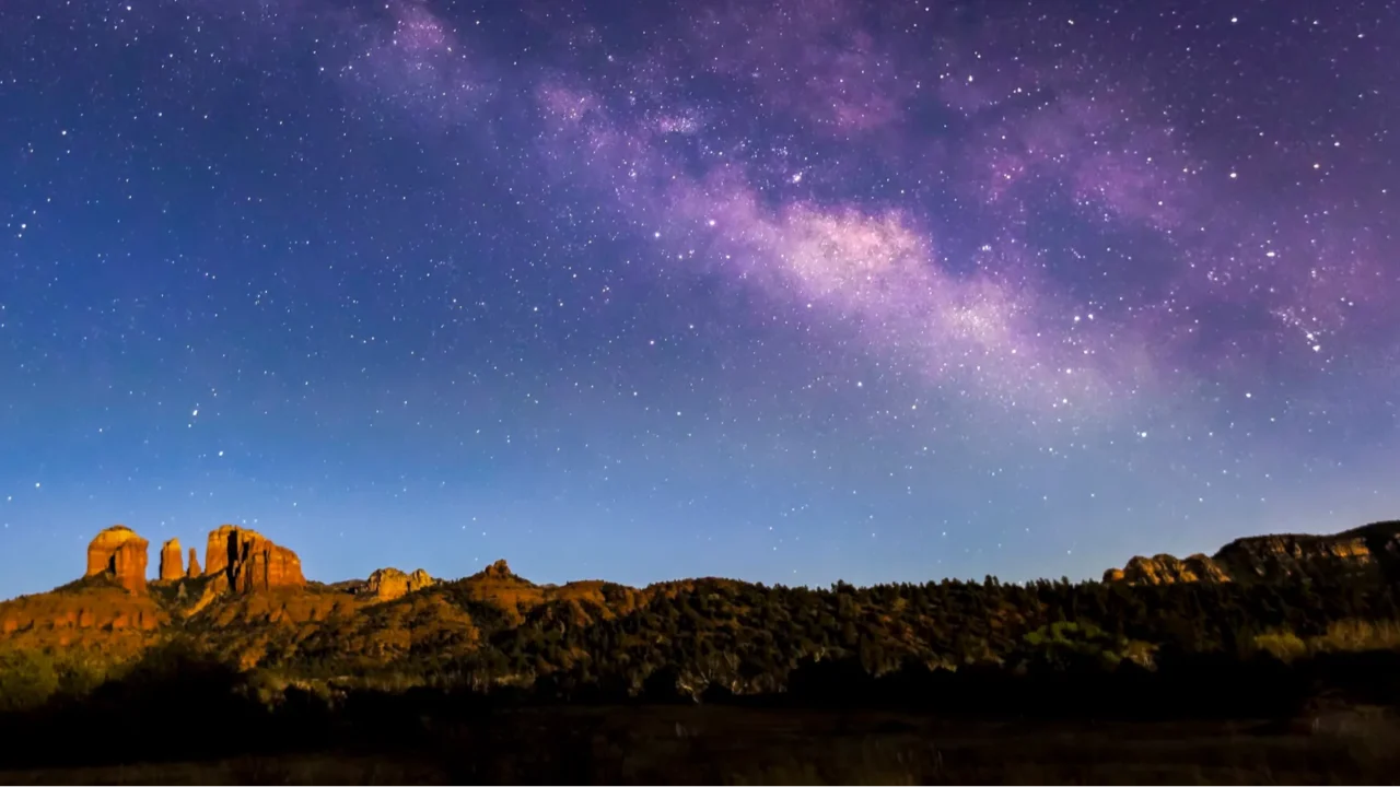 milky way over cathedral rock