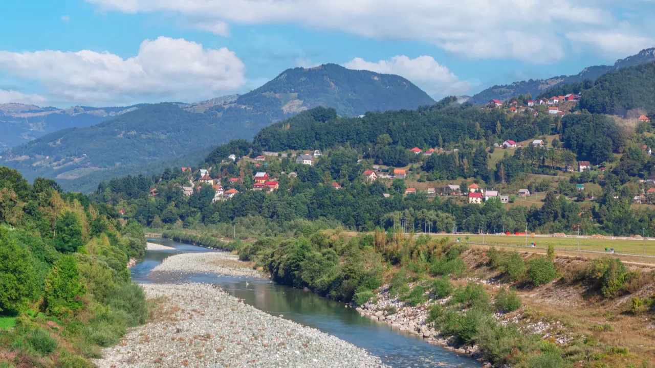 moraca river gracefully winds its way through a serene