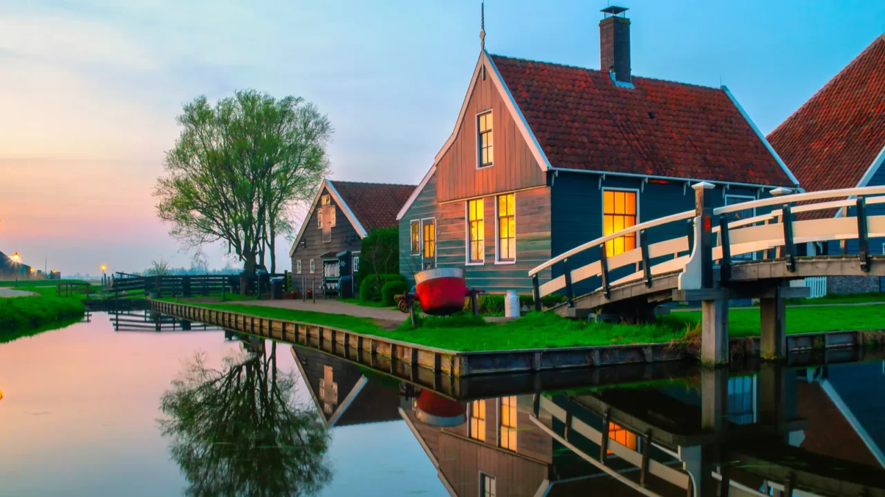 old wooden dutch farm zaanse schans netherlands historical wooden windmills