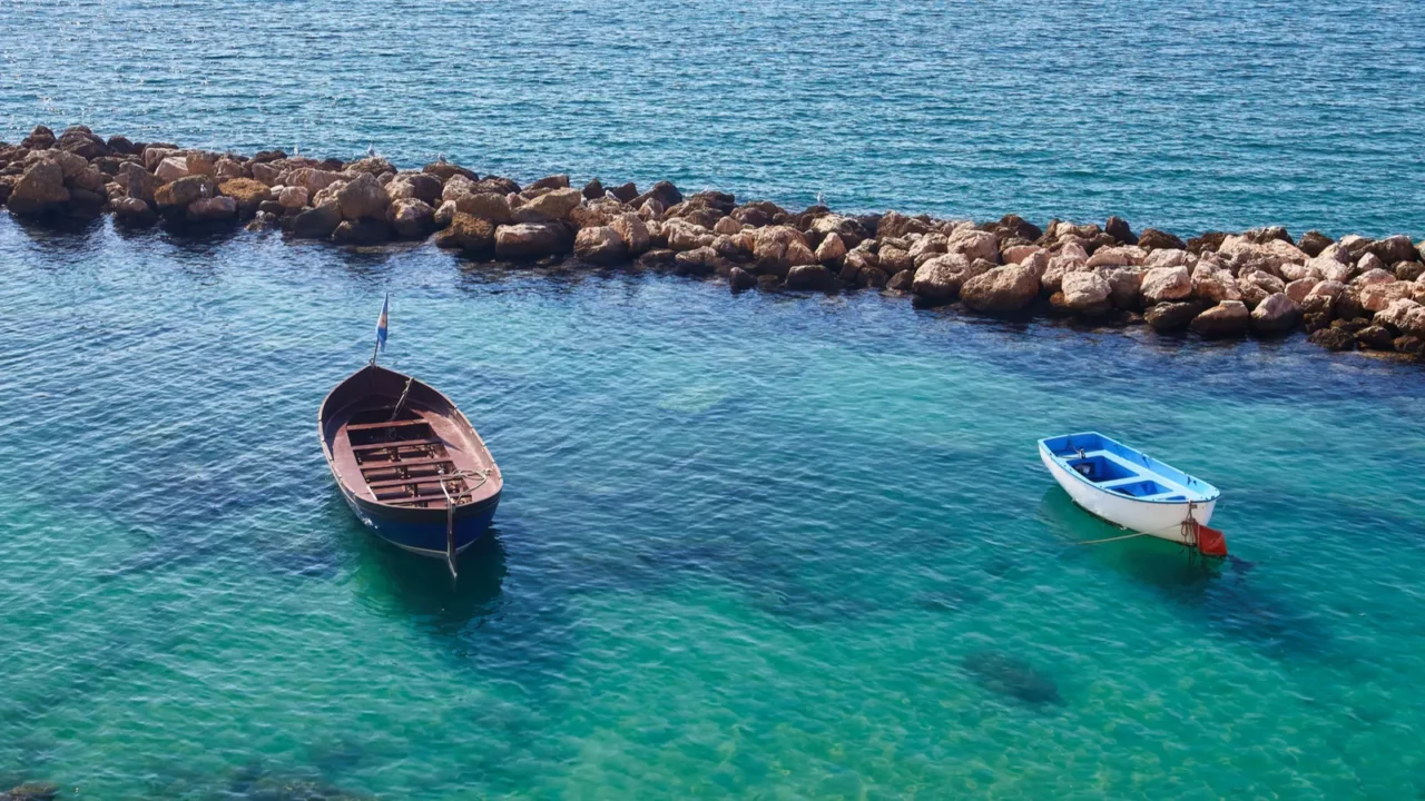 overview with old fishing boats in the old city of