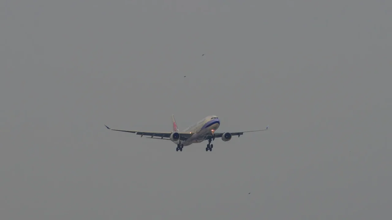 passenger airplane landing at the airport