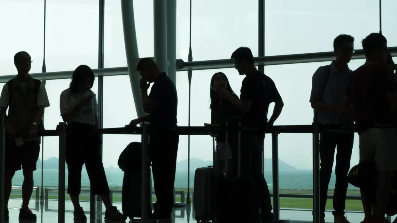passenger in airport selective focus