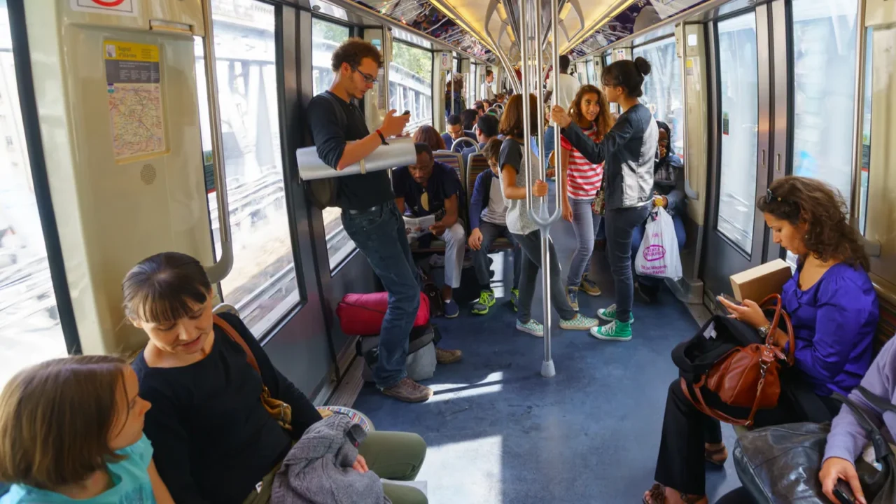 passengers in paris metropolitain train