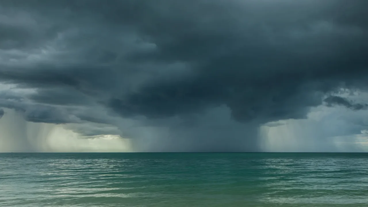rain storms are happening at sea