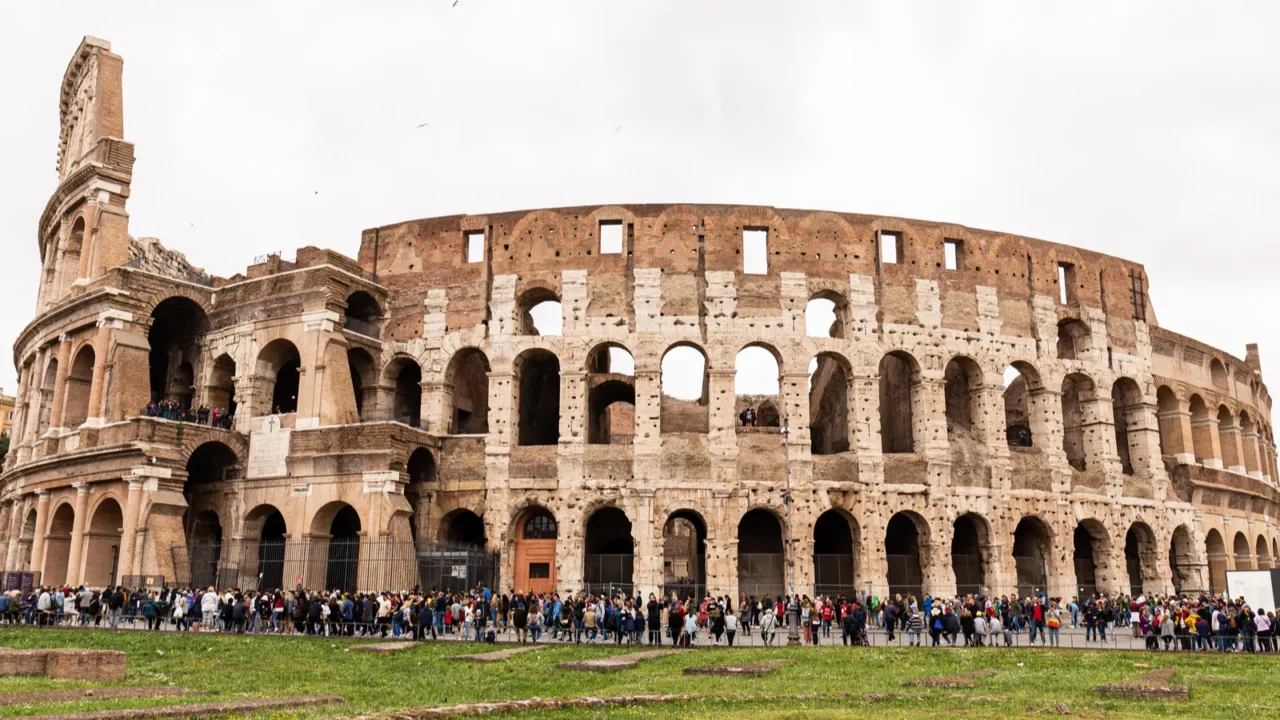 rome italy  june 28 2019 colosseum and crowd of