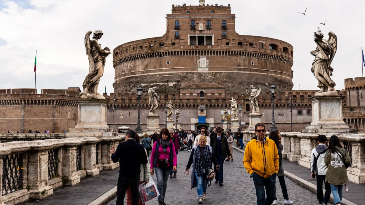 rome italy  june 28 2019 crowd of people walking