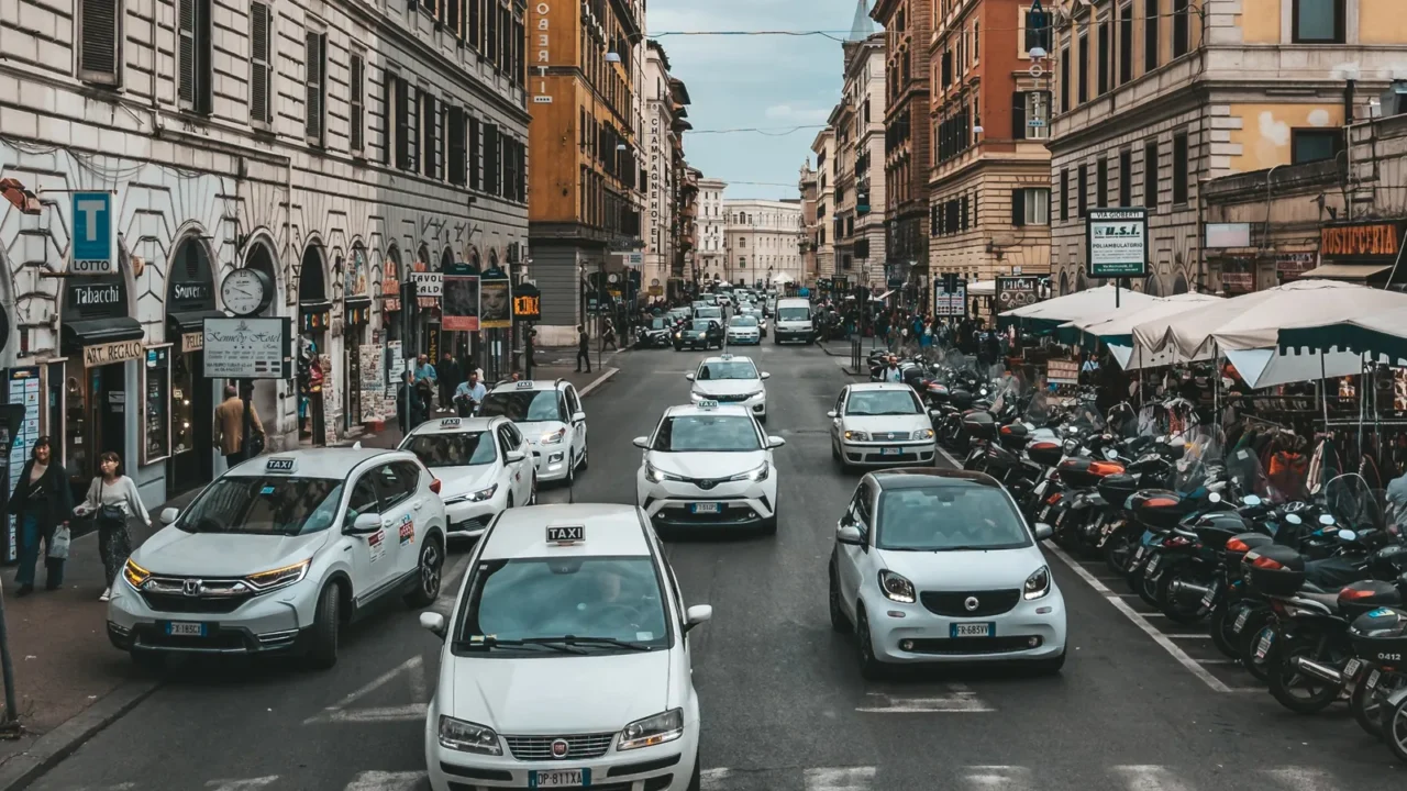 rome italy  october 23 2019 many local white taxi