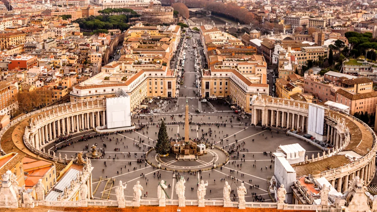 rome italy famous saint peters square in vatican and aerial