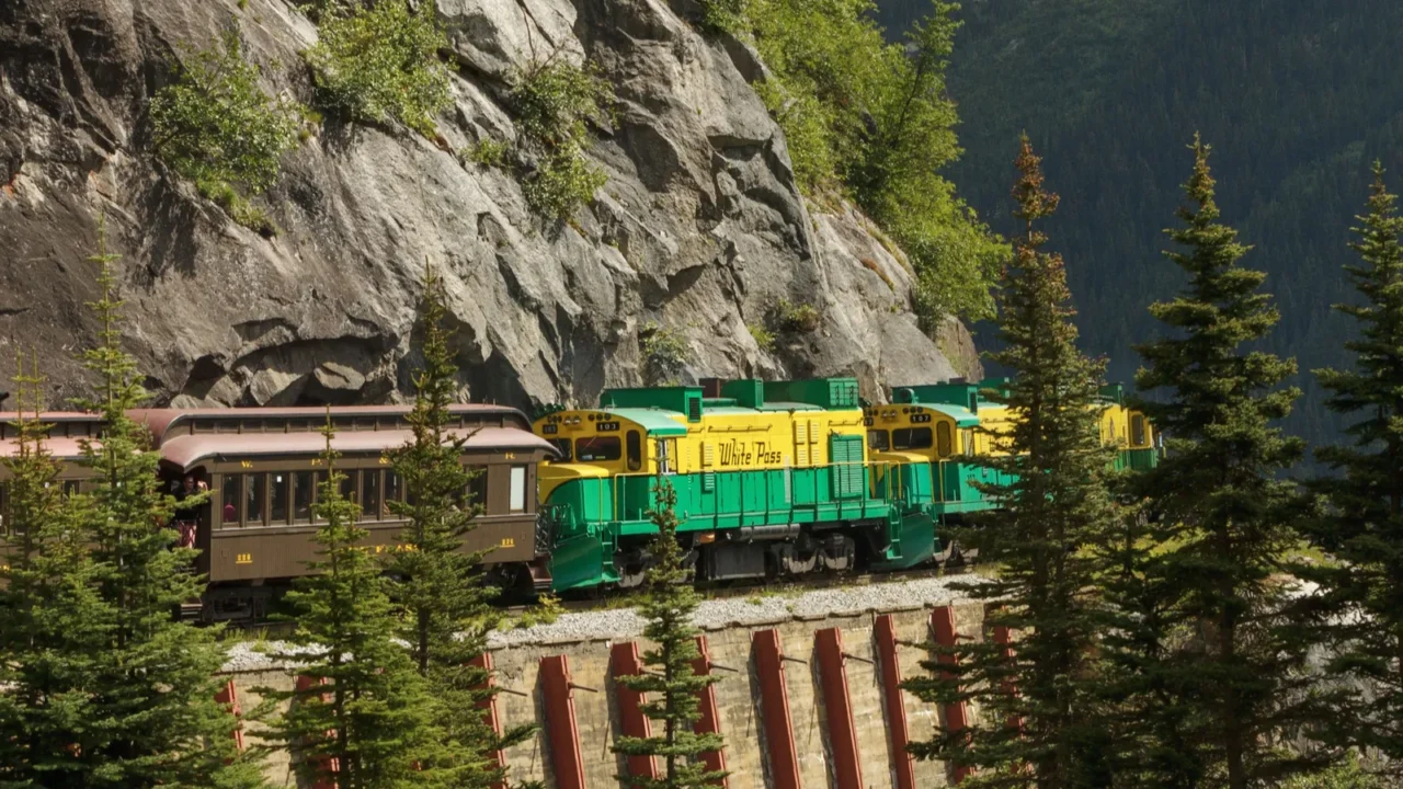 scenic railroad on white pass and yukon route in skagway