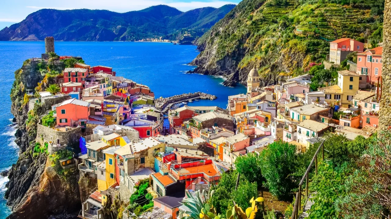 scenic view of colorful village vernazza in cinque terre