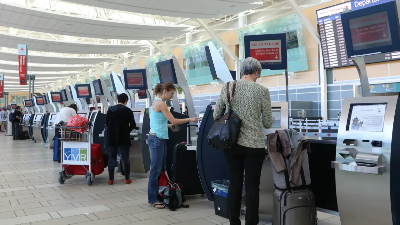 self check in counter inside yvr airport