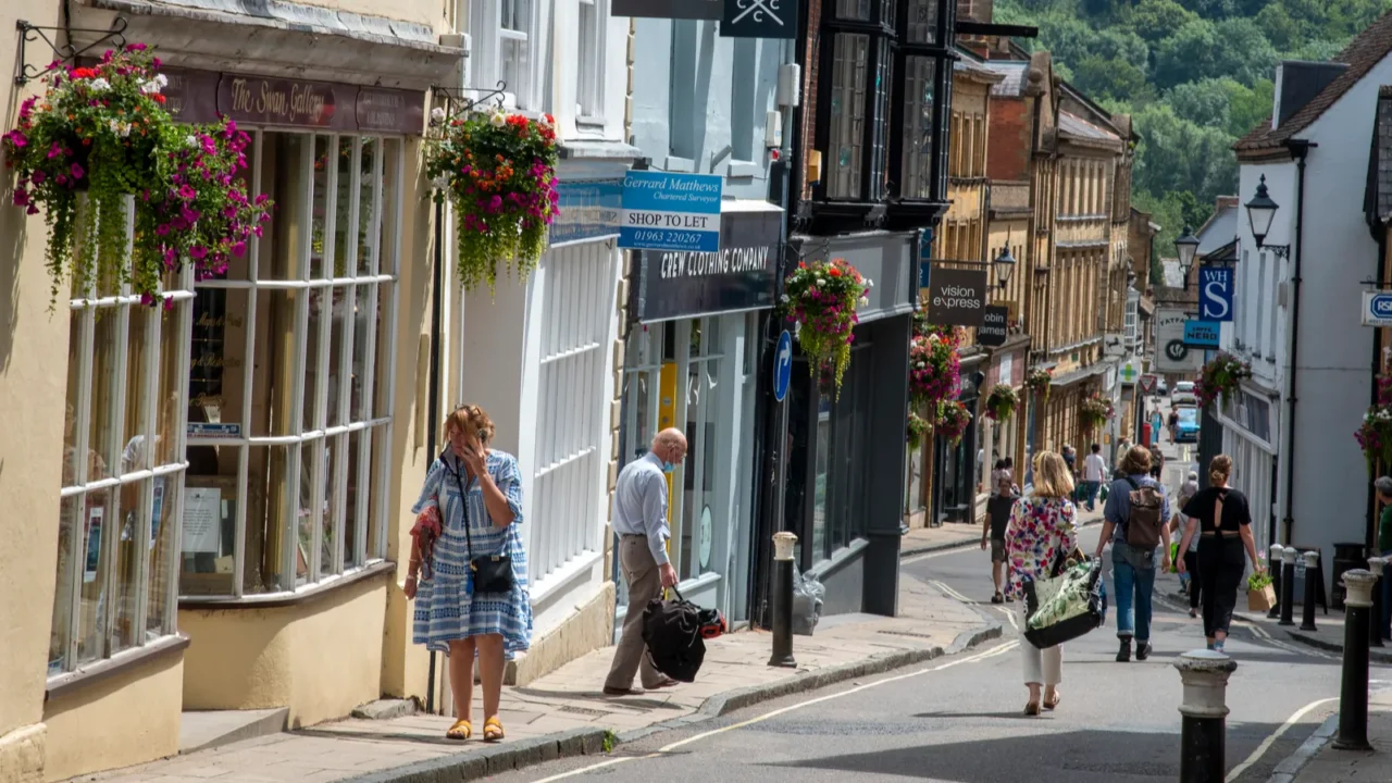sherborne dorset england uk 2021 cheap street the main shopping