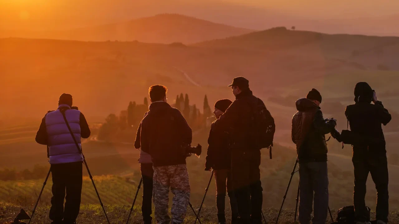 silhouette of a landscape photographers