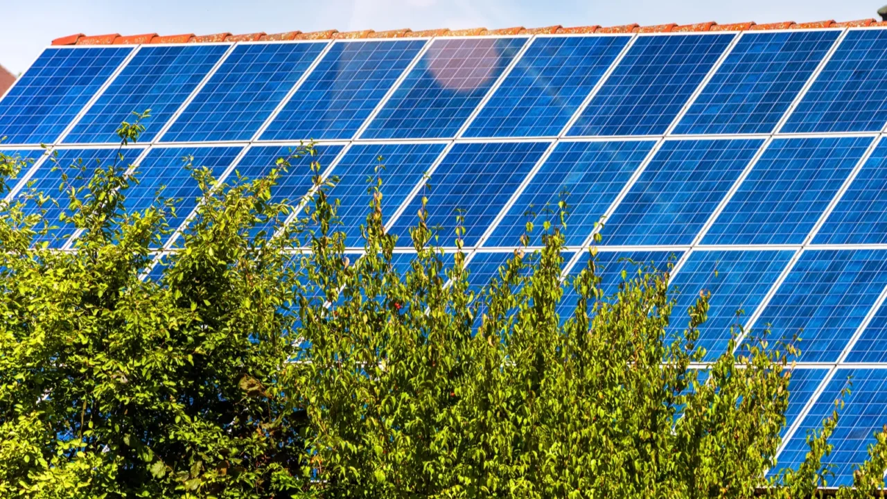 solar panel on residential house rooftop solar system on home