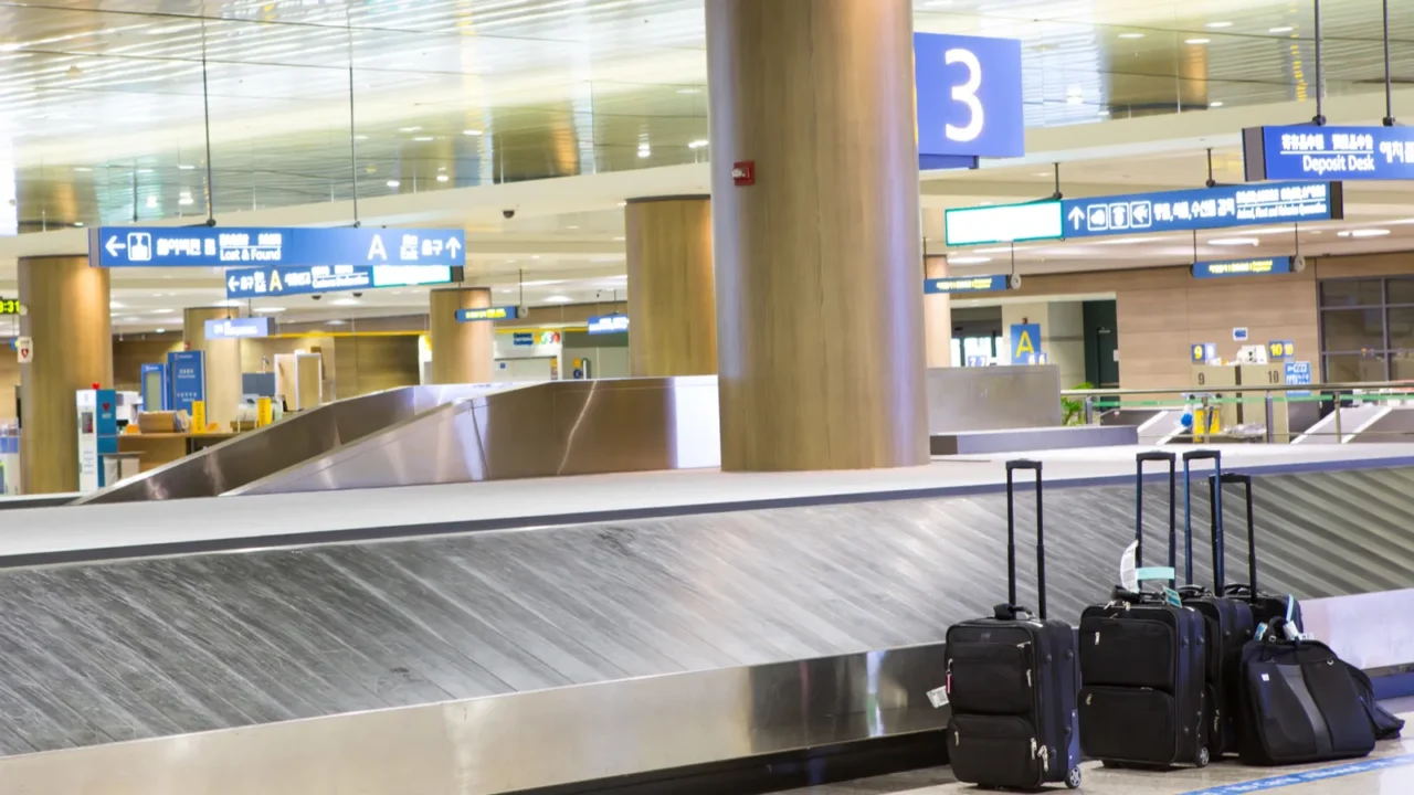 suitcases and luggage band on the airport
