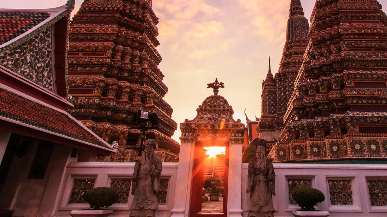 sunset twilight buddhist temple