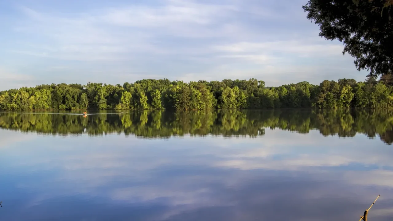 tennessee river landscape with fishing pole