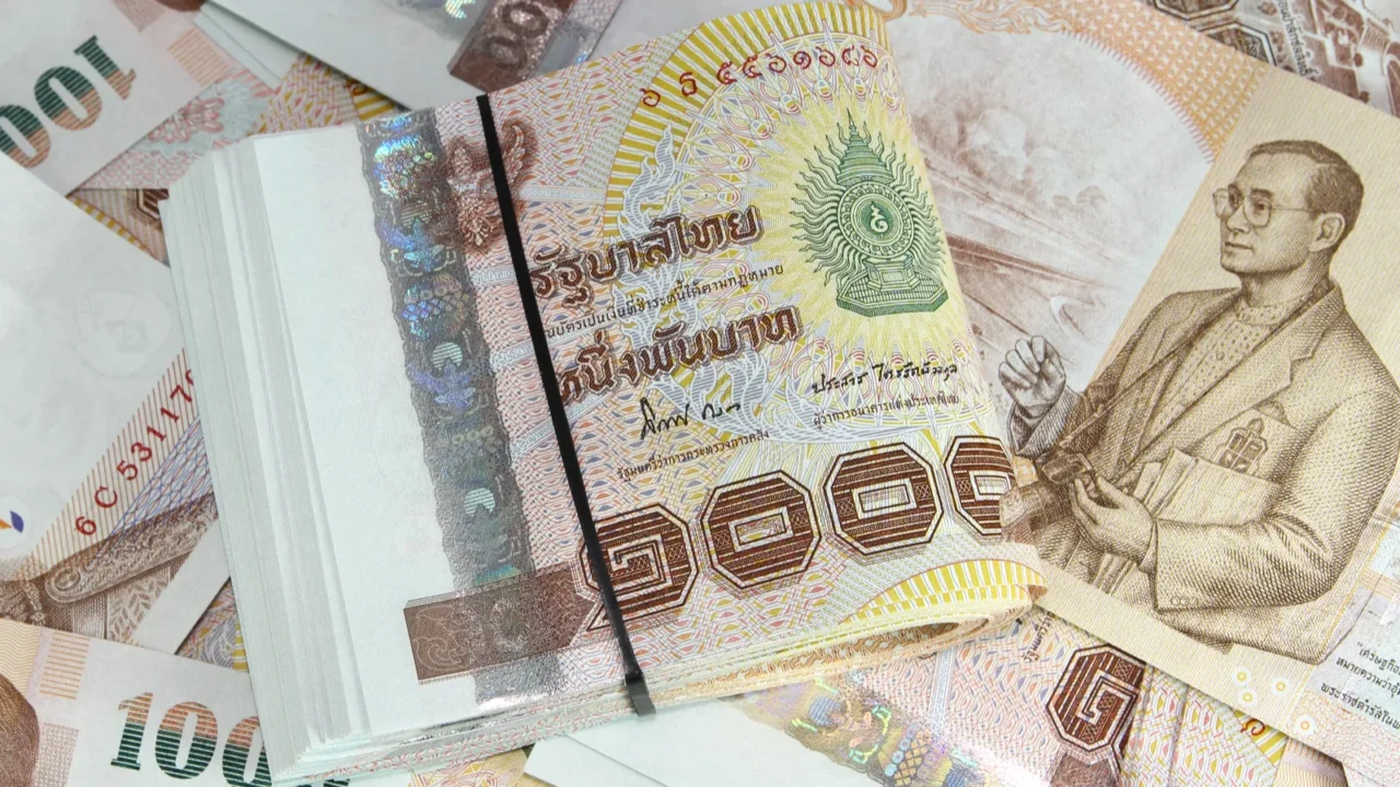 thai baht banknotes background