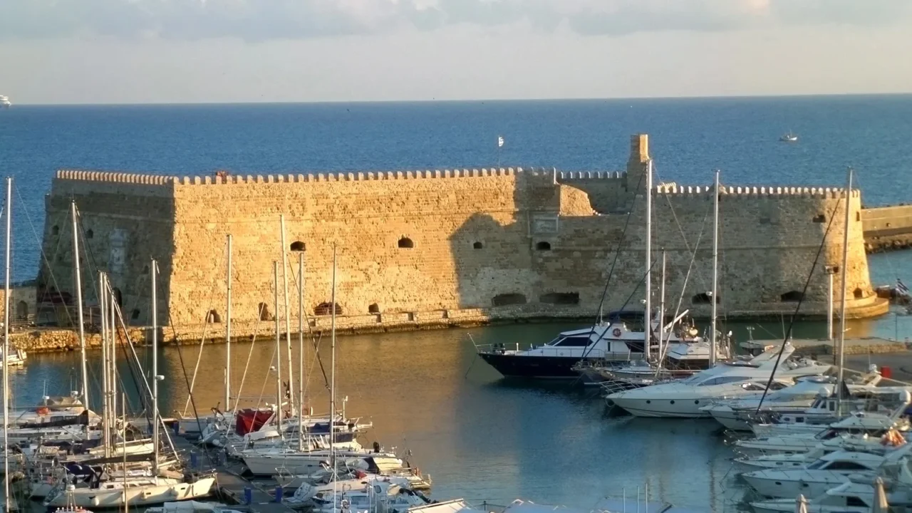 the historic venetian fortress castello a mare in the morning