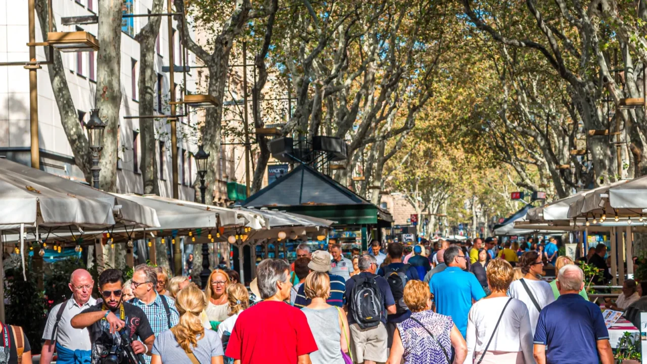 tourists on barcelona street
