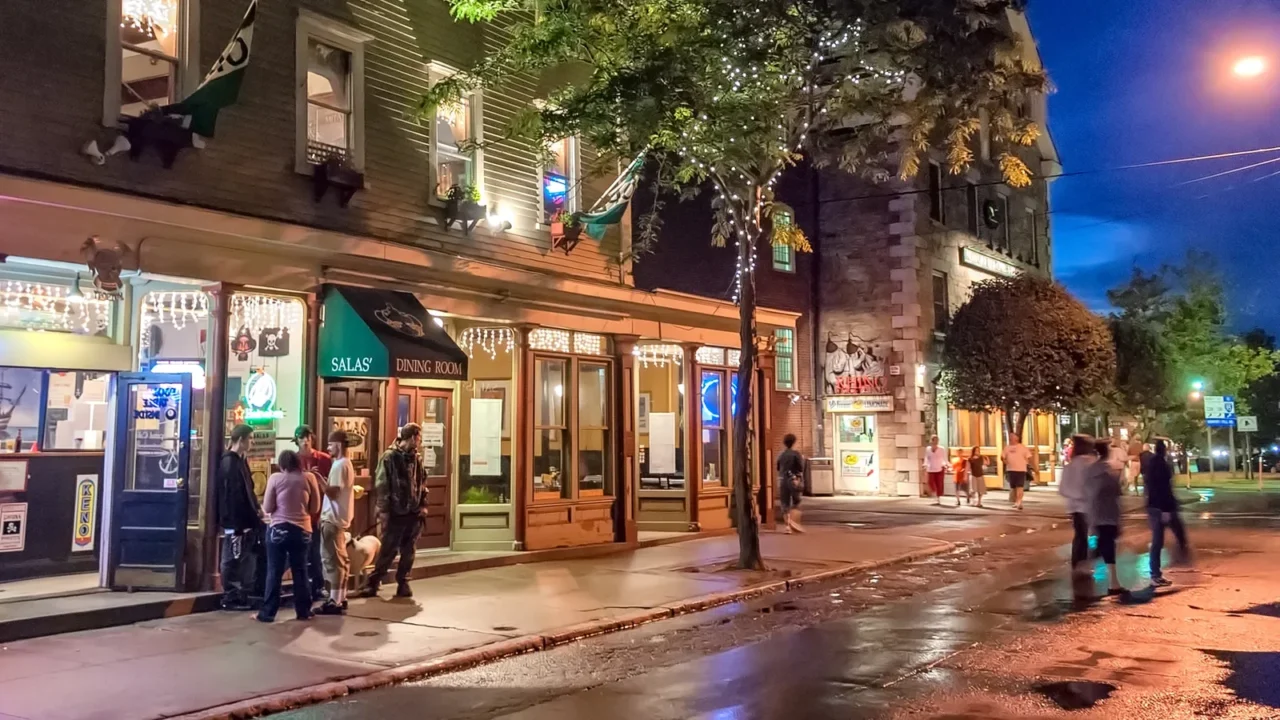 tourists on city streets in newport