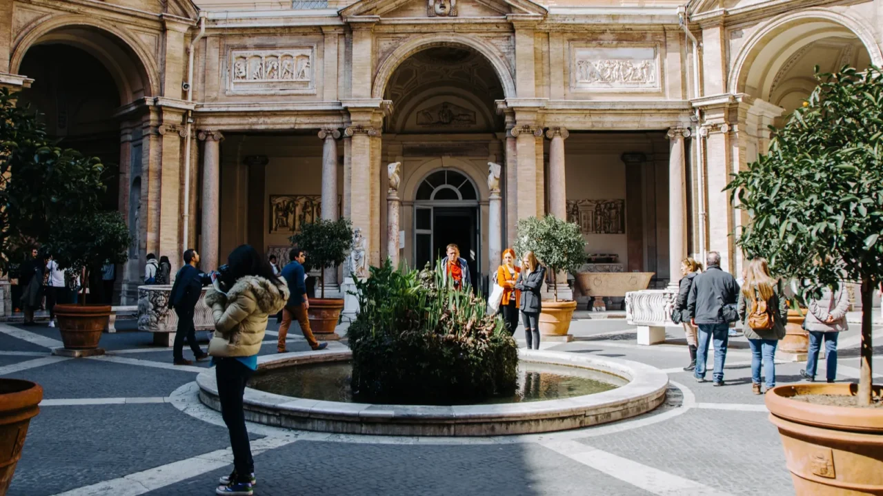 vatican rome italy  march 13 2015 courtyard of the