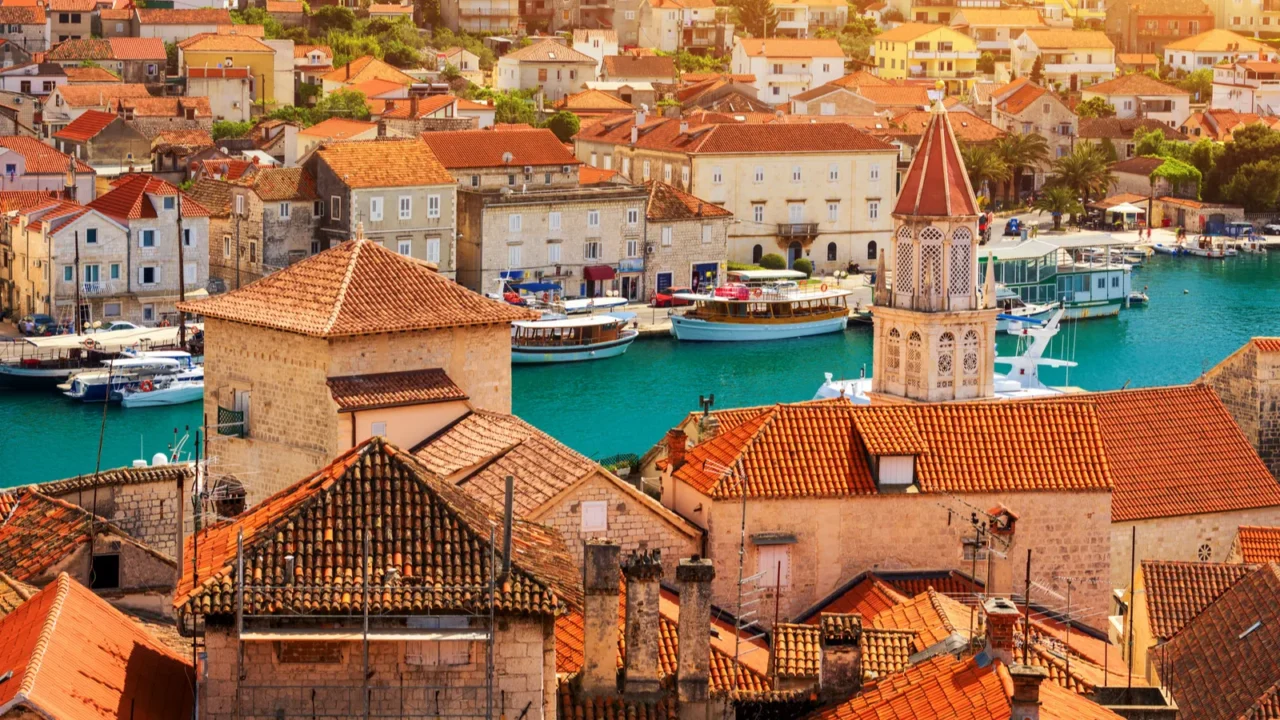 view at town trogir old touristic place in croatia europe