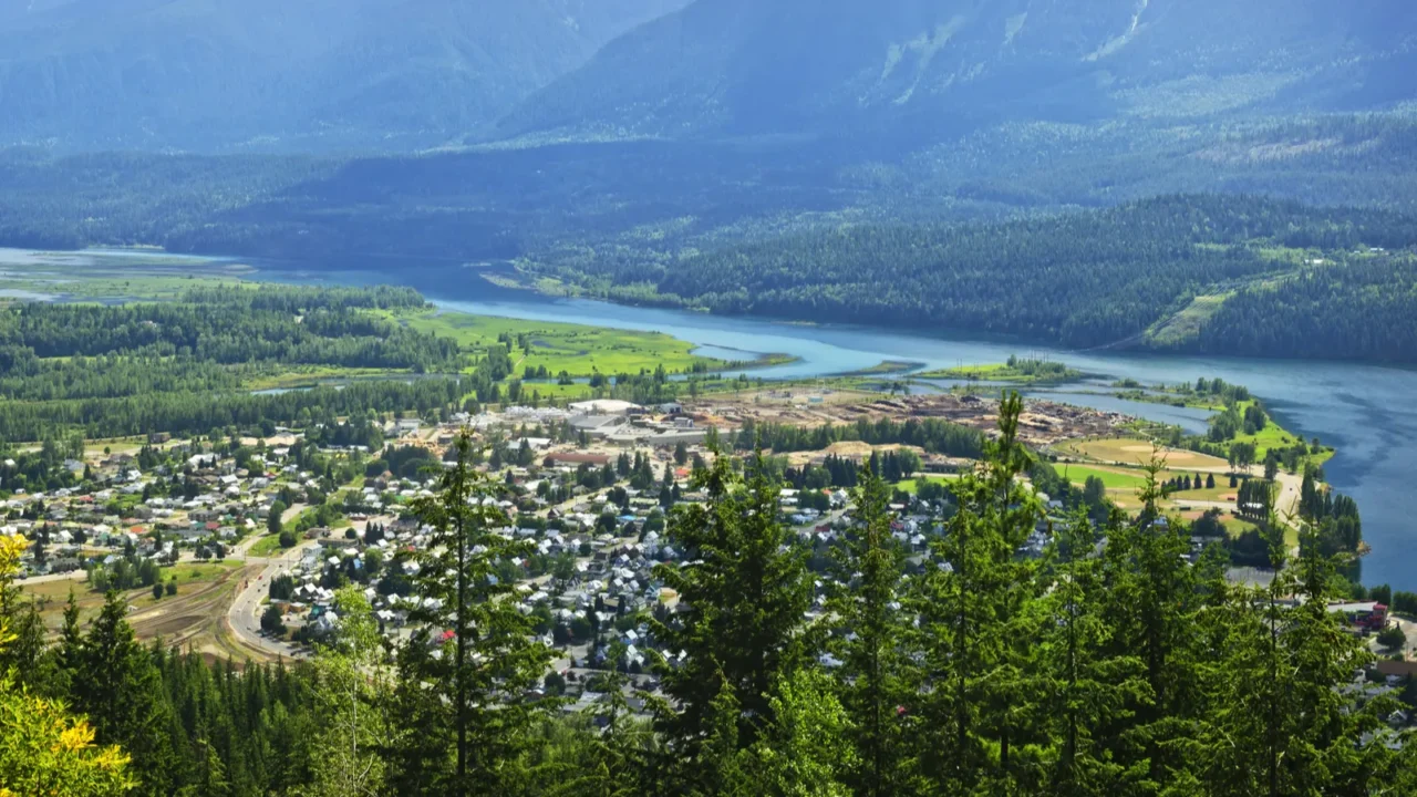 view of revelstoke in british columbia canada