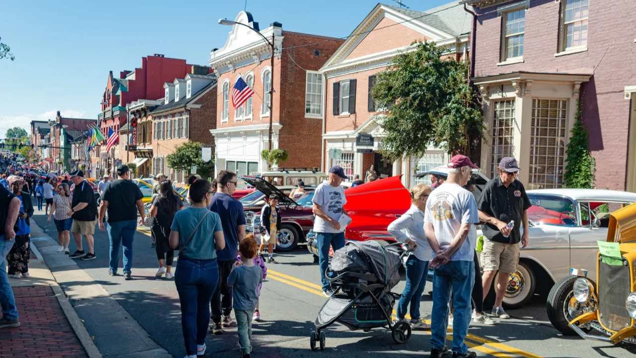 vintage car show in the old town of leesburg virginia