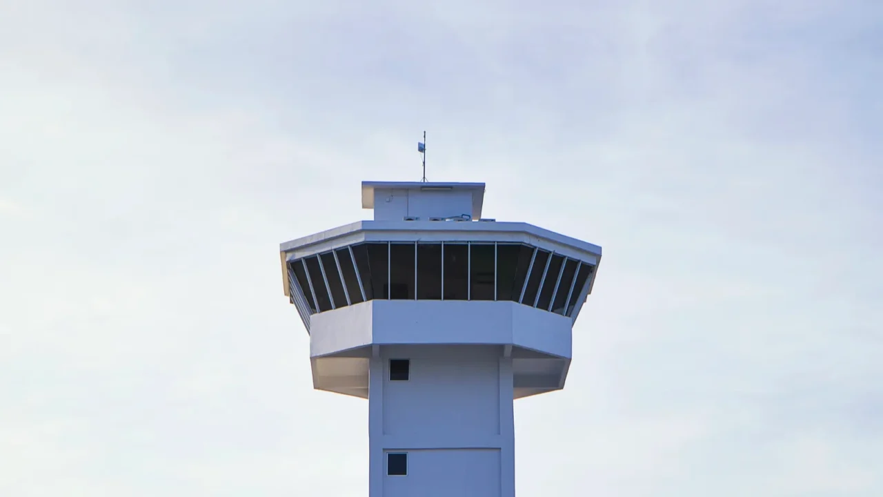 white air traffic control tower