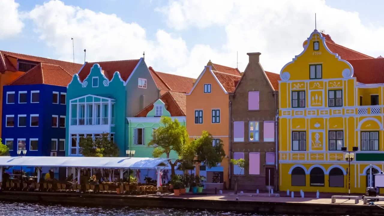 willemstad curacao netherlands  specific coloured buildings i