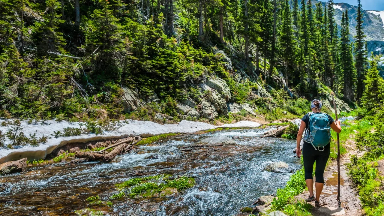 young female walking towards the odessa lake