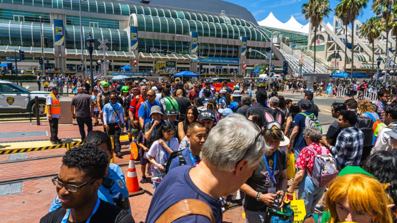 San Diego, California, USA - July, 24, 2023 - A large number of people near the San Diego Convention Center to the attend the annual San Diego Comic-Con International.