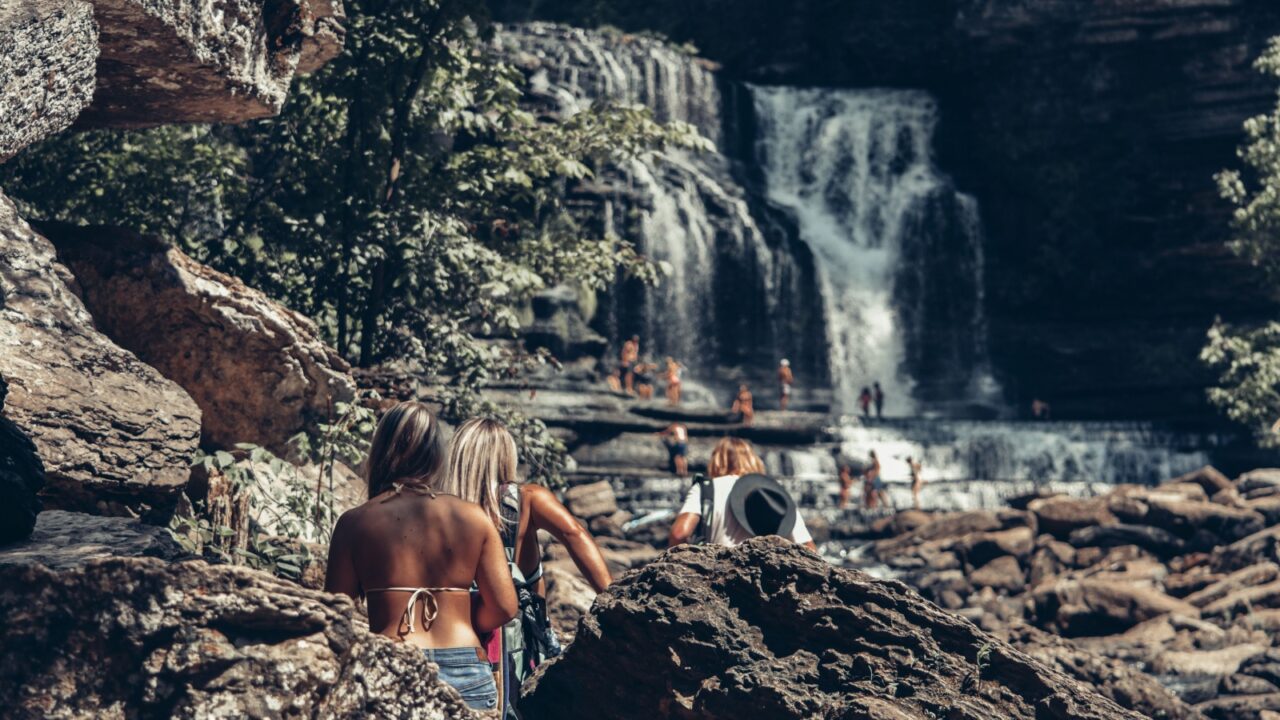 Cummins Falls waterfalls in August