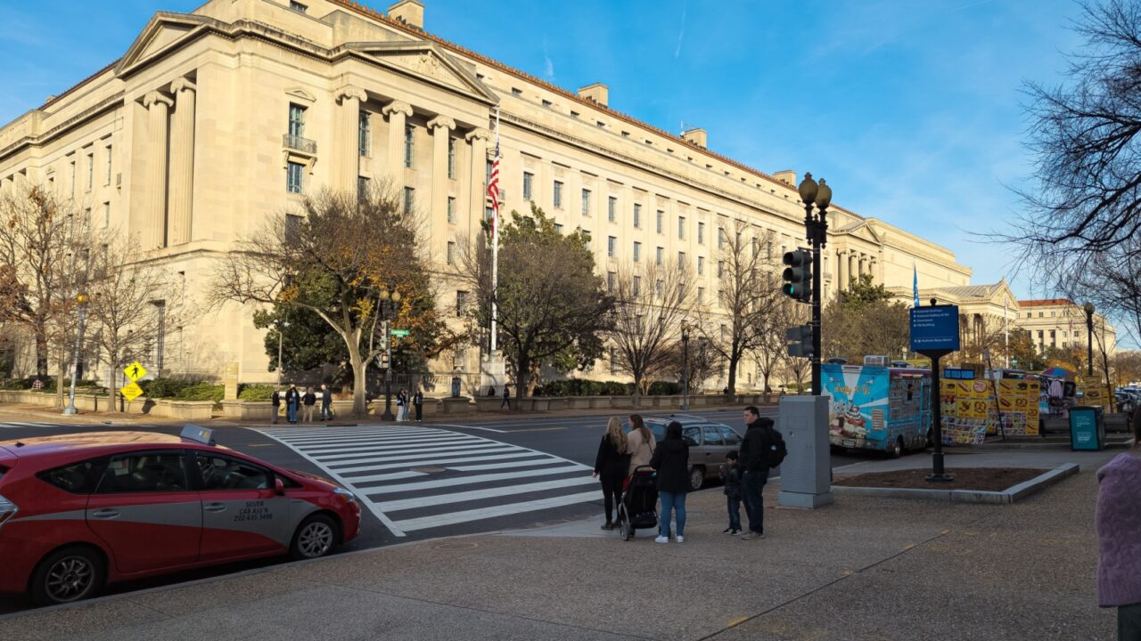 WASHINGTON, DC, USA -12.16.2023: City streets and architecture of Washington in winter in December.