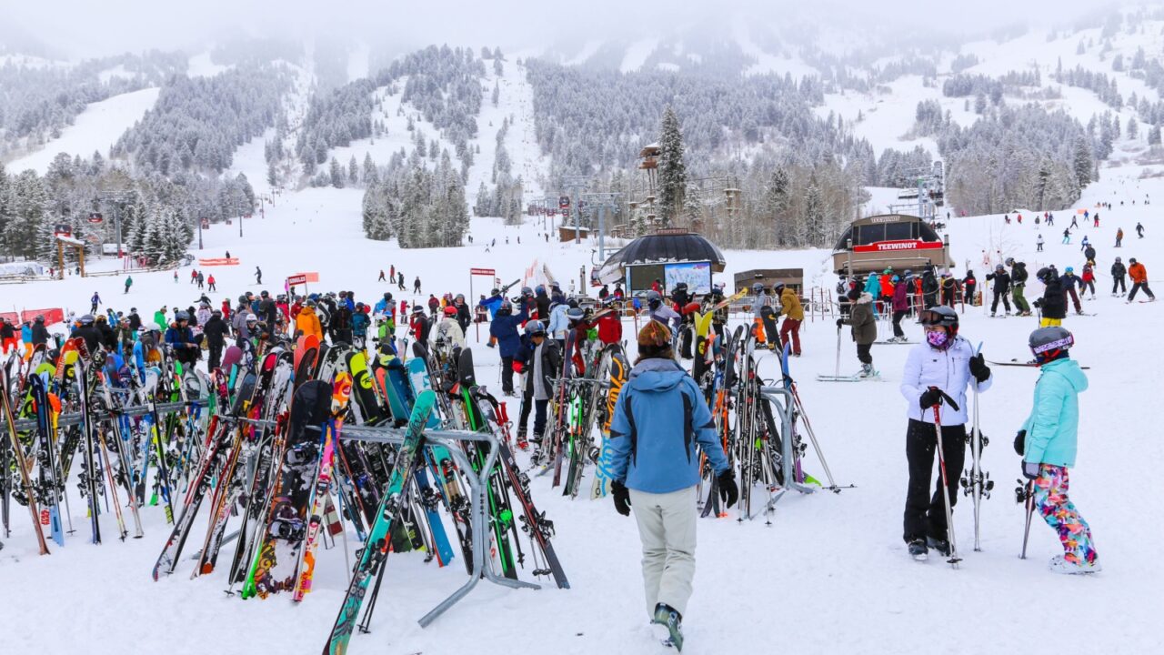 Jackson, Wyoming, USA - 15 September 2022: Downtown Jackson Wyoming Stores Near Jackson Hole