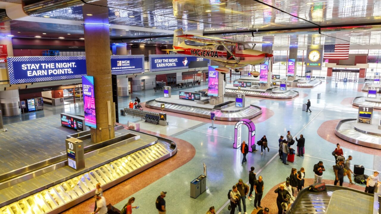 Las Vegas, United States - November 7, 2022: Terminal of Las Vegas Harry Reid International Airport (LAS) in the United States.