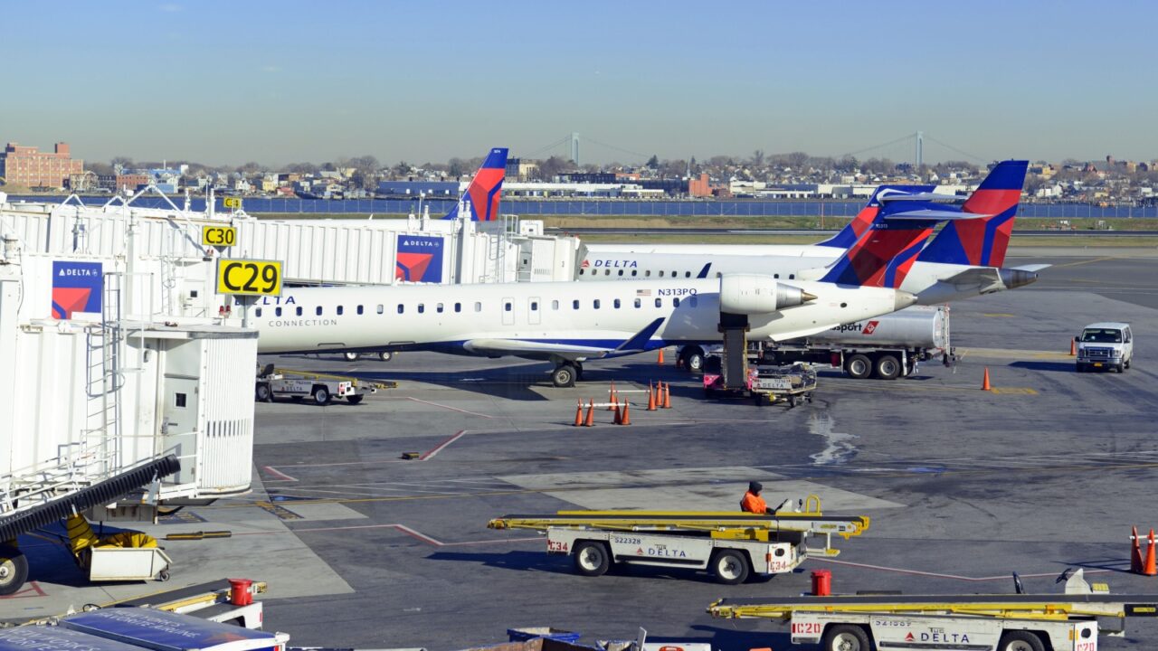 NEW YORK - CIRCA JANUARY 2016. Delta Airlines, a larger carrier has recently renovated its hubs and upgraded many of its facilities with the goal of improving the traveling experience for travelers.