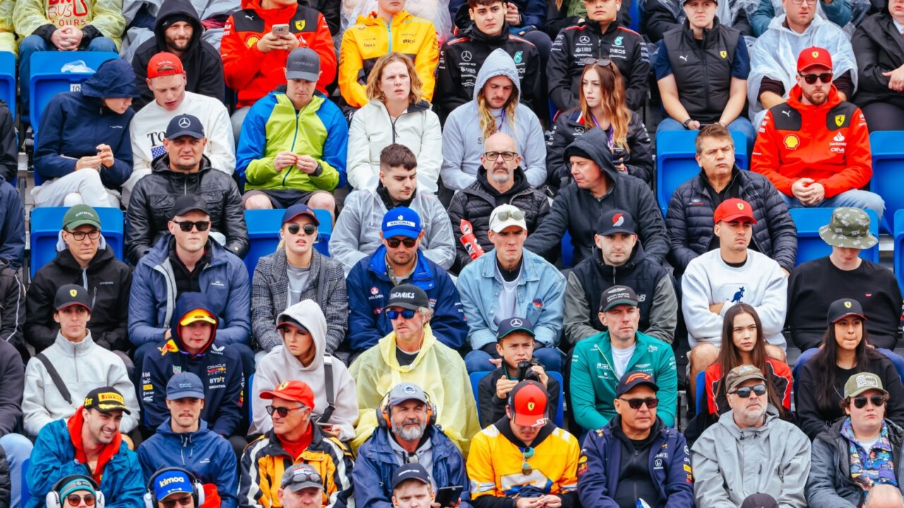 Fans at the 2023 Australian Grand Prix at Albert Park in Melbourne, Australia