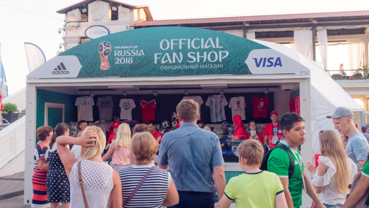 Sochi, Krasnodar region-June 14, 2018: Football fans on the square. In Sochi, during the FIFA World Cup 2018