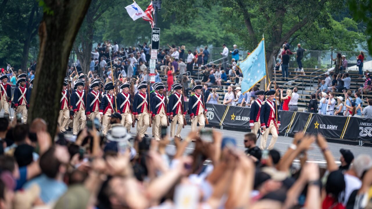 14 June 2025, Washington DC - USA Army 250th Anniversary. United States Army 250. Flyover Show. Military Power. Historic Military Parade. Patriotic Spirit. Army Forces Display.