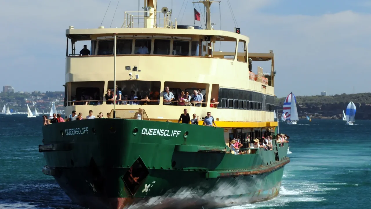 a view of the manly ferry making its route on