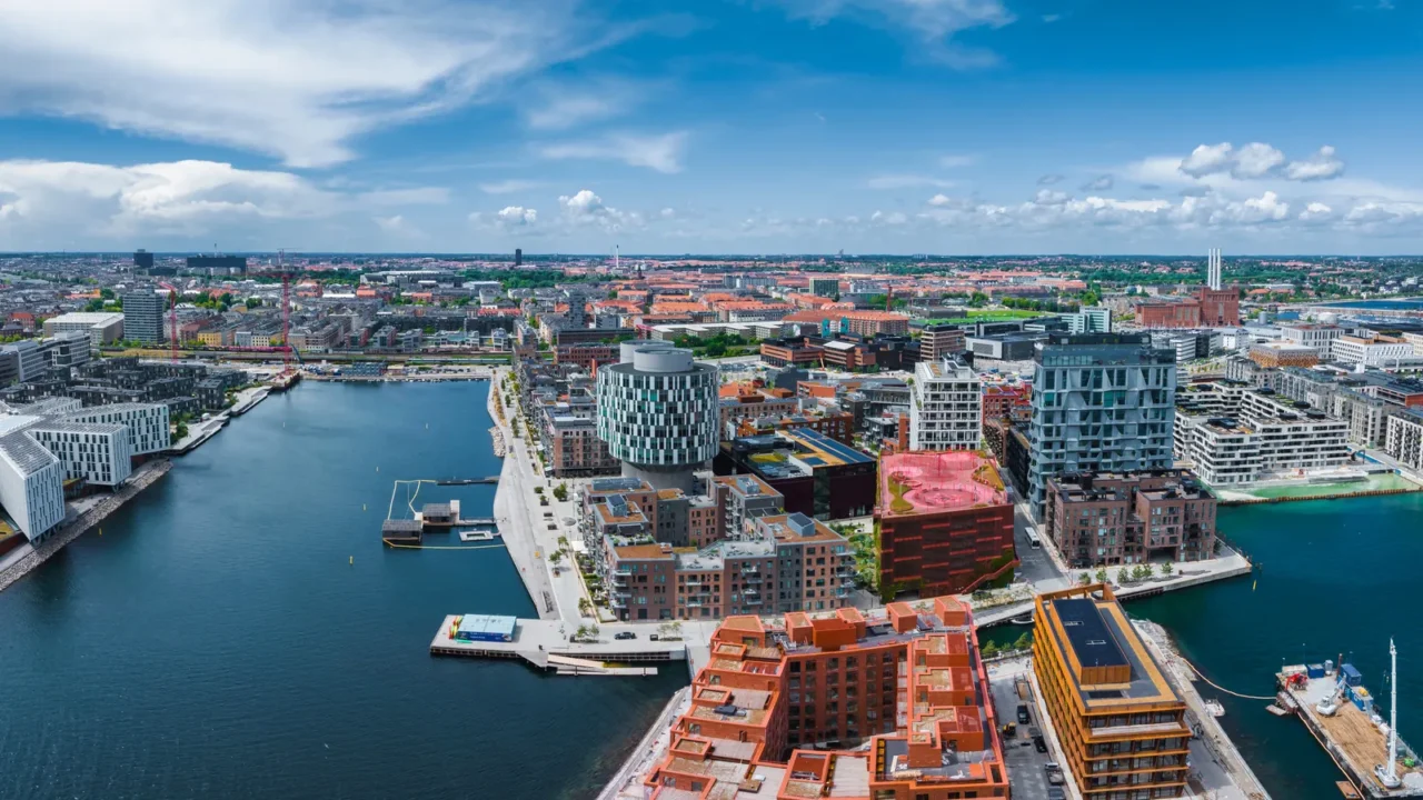 aerial panorama of indre osterbro nordhavnen districts new modern district