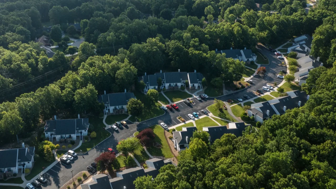 aerial view of a vacation residential development in tennessee usa