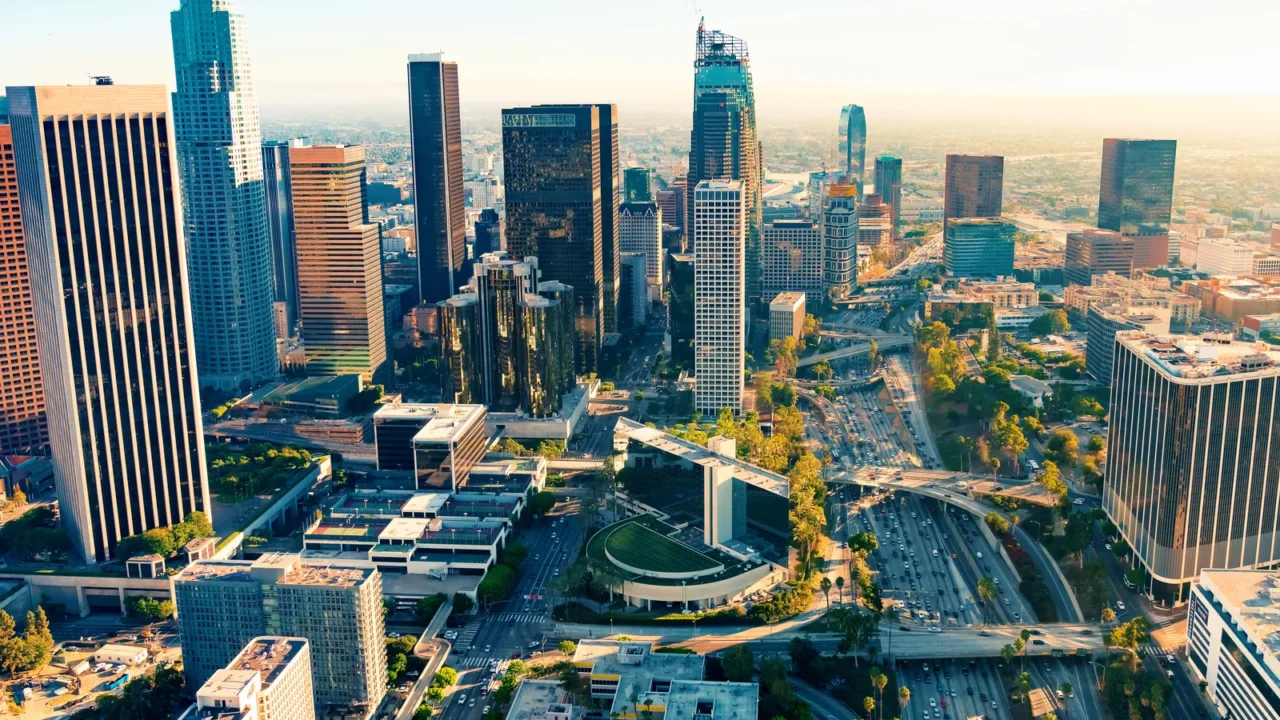aerial view of downtown los angeles