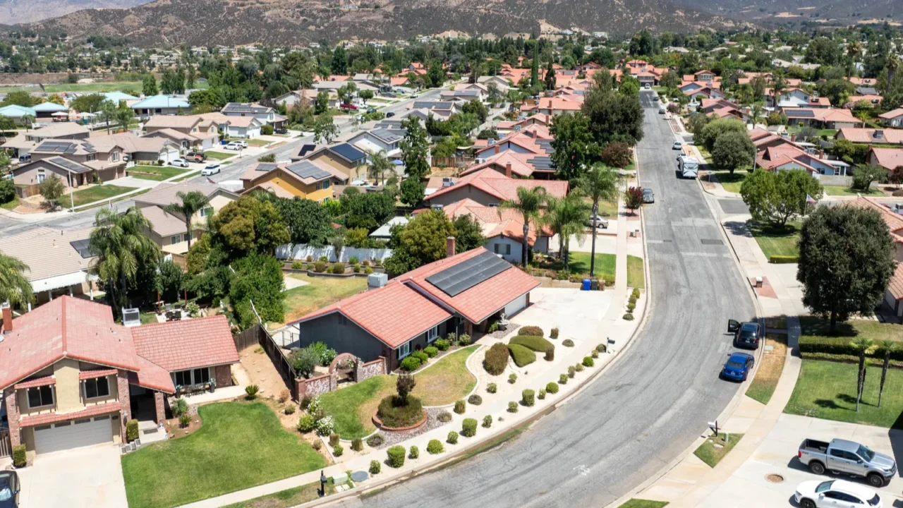 aerial view of of house in yucaipa city in san