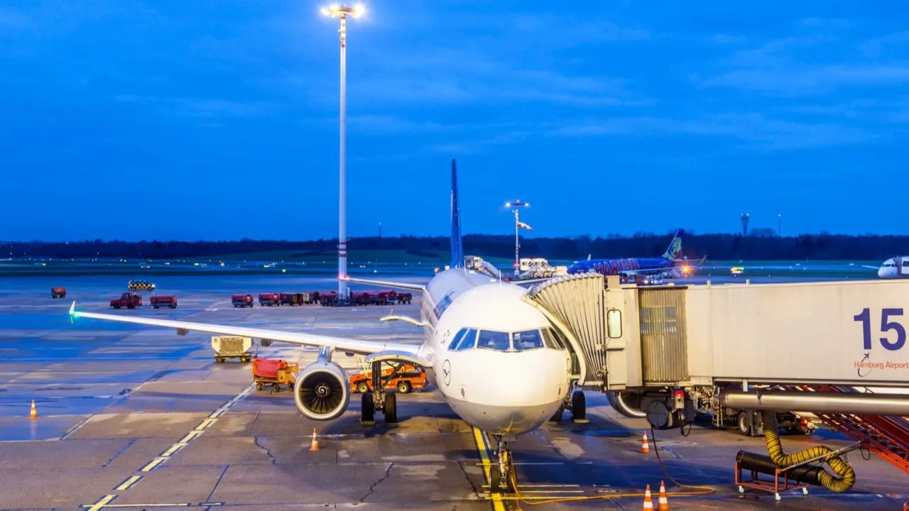 aircraft at the airport by night