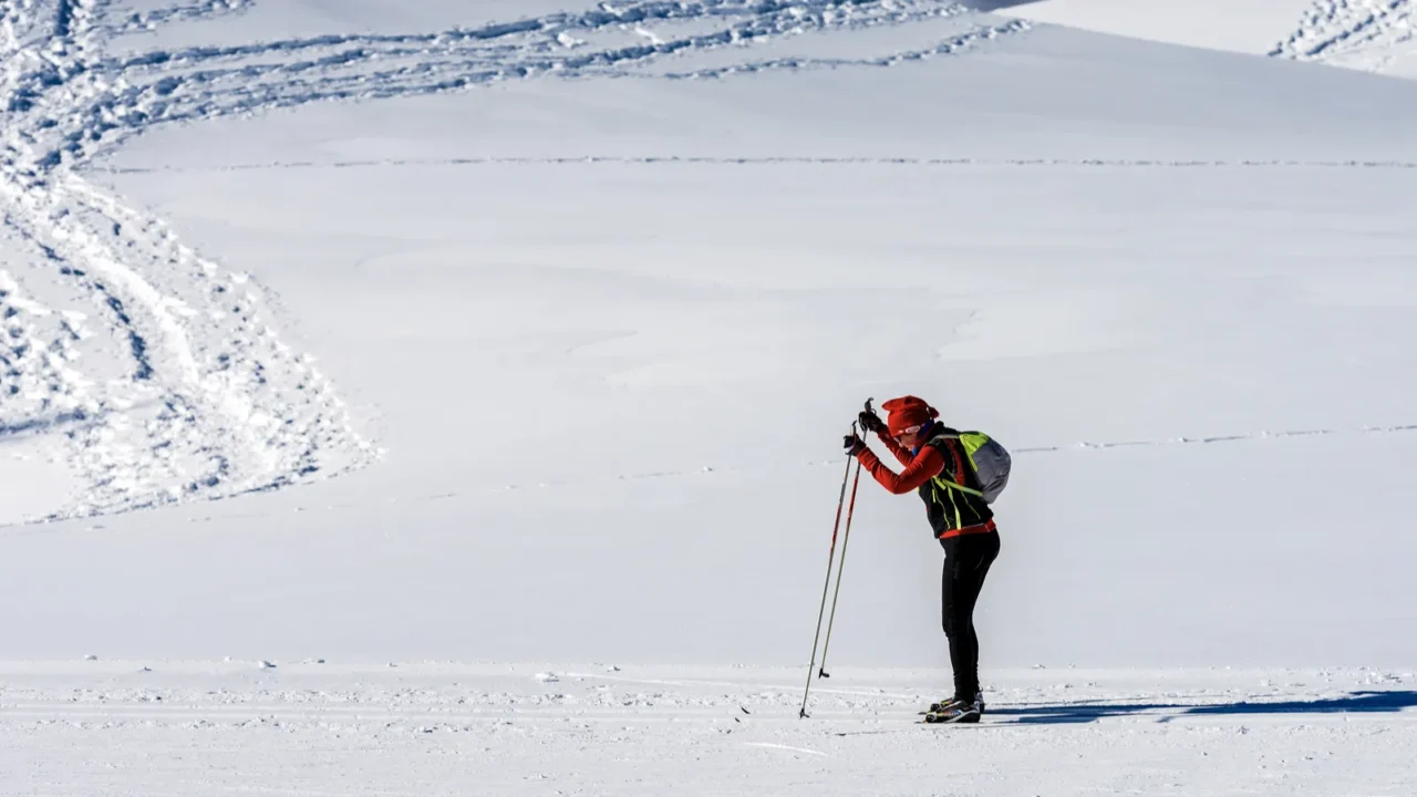 altopiano della lessinia italy  feb 15 2021 an adult